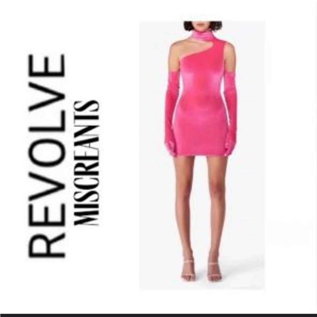 Revolve Miscrents Gina Velvet Elegant Pink One-Shoulder Dress